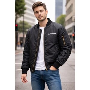 Vintage USAF MA-1 Flight Jacket XL Boeing Bomber Black Orange Lining